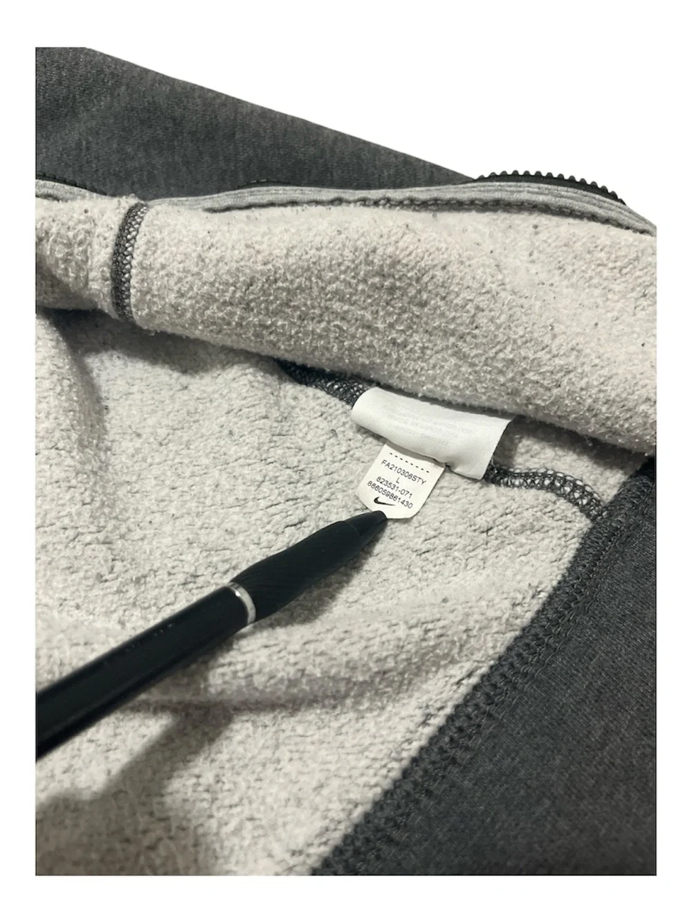 Nike Men's Charcoal Gray Full-Zip Hoodie with White Swoosh
